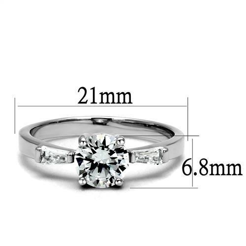 3W1339 - Rhodium Brass Ring with AAA Grade CZ in Clear