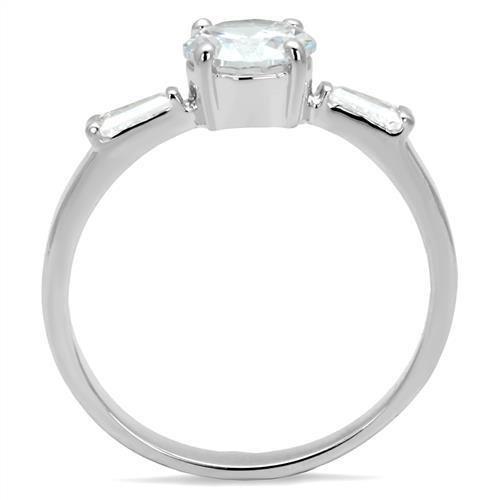 3W1339 - Rhodium Brass Ring with AAA Grade CZ in Clear