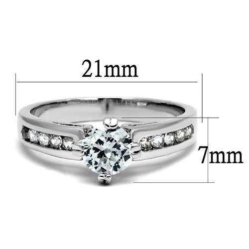 3W1340 - Rhodium Brass Ring with AAA Grade CZ in Clear