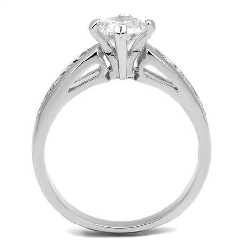 3W1340 - Rhodium Brass Ring with AAA Grade CZ in Clear