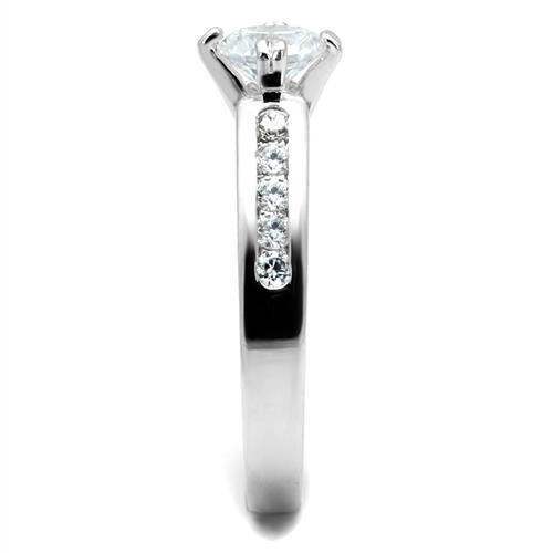 3W1340 - Rhodium Brass Ring with AAA Grade CZ in Clear