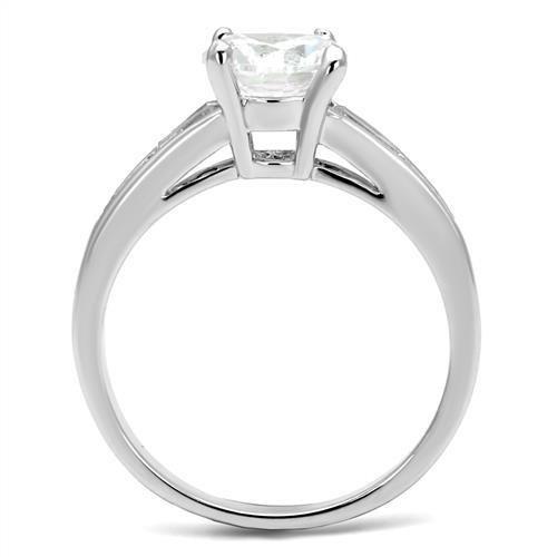 3W1341 - Rhodium Brass Ring with AAA Grade CZ in Clear