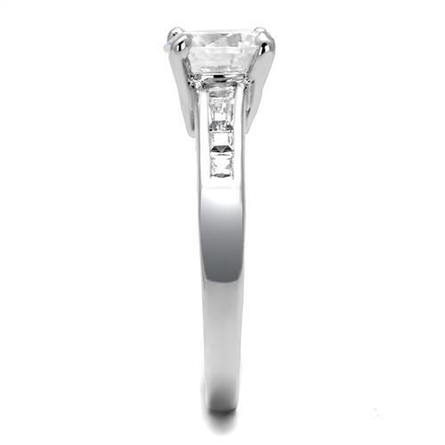 3W1341 - Rhodium Brass Ring with AAA Grade CZ in Clear