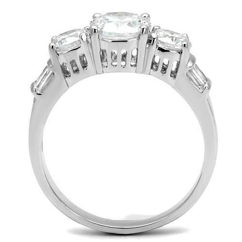 3W1343 - Rhodium Brass Ring with AAA Grade CZ in Clear