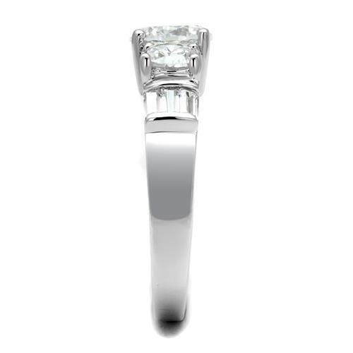 3W1343 - Rhodium Brass Ring with AAA Grade CZ in Clear