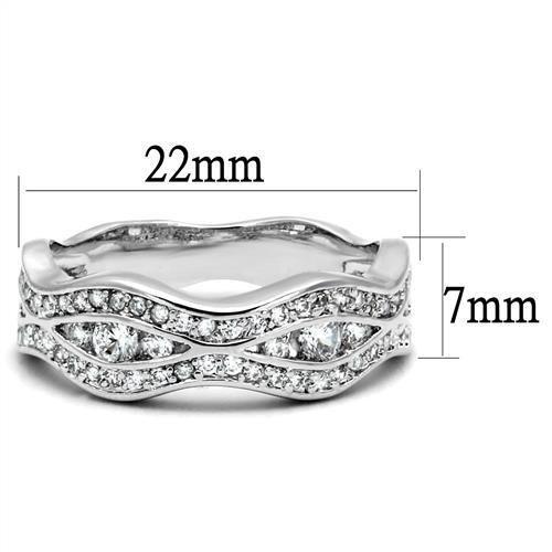 3W1345 - Rhodium Brass Ring with AAA Grade CZ in Clear