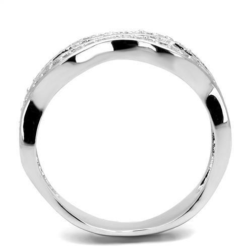 3W1345 - Rhodium Brass Ring with AAA Grade CZ in Clear