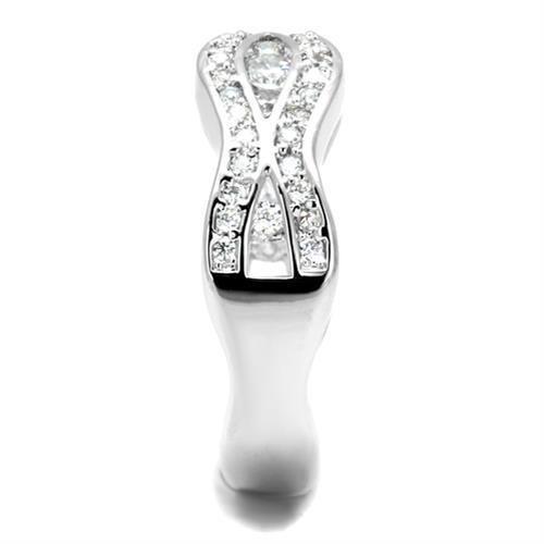 3W1345 - Rhodium Brass Ring with AAA Grade CZ in Clear