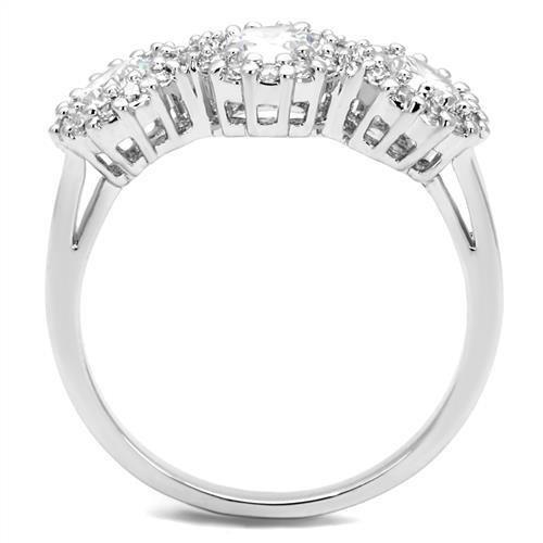 3W1347 - Rhodium Brass Ring with AAA Grade CZ in Clear