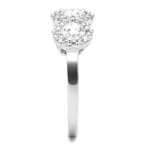 3W1347 - Rhodium Brass Ring with AAA Grade CZ in Clear