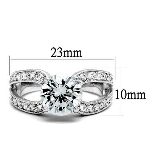 3W1348 - Rhodium Brass Ring with AAA Grade CZ in Clear