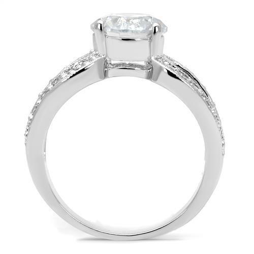 3W1348 - Rhodium Brass Ring with AAA Grade CZ in Clear