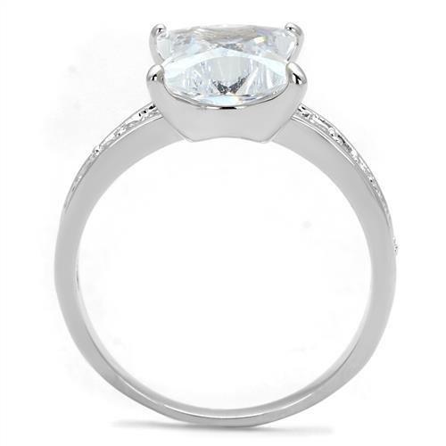3w1349 - Rhodium Brass Ring with AAA Grade CZ in Clear
