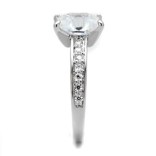 3w1349 - Rhodium Brass Ring with AAA Grade CZ in Clear