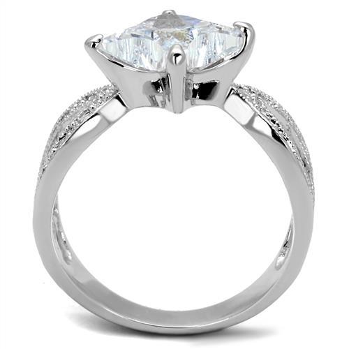 3W1350 - Rhodium Brass Ring with AAA Grade CZ in Clear