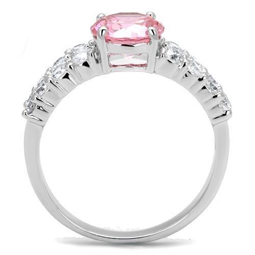 3W1361 - Rhodium Brass Ring with AAA Grade CZ in Rose