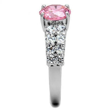3W1361 - Rhodium Brass Ring with AAA Grade CZ  in Rose