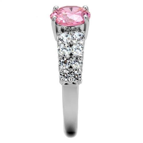 3W1361 - Rhodium Brass Ring with AAA Grade CZ in Rose