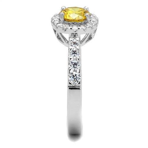 3W1362 - Rhodium Brass Ring with AAA Grade CZ in Topaz