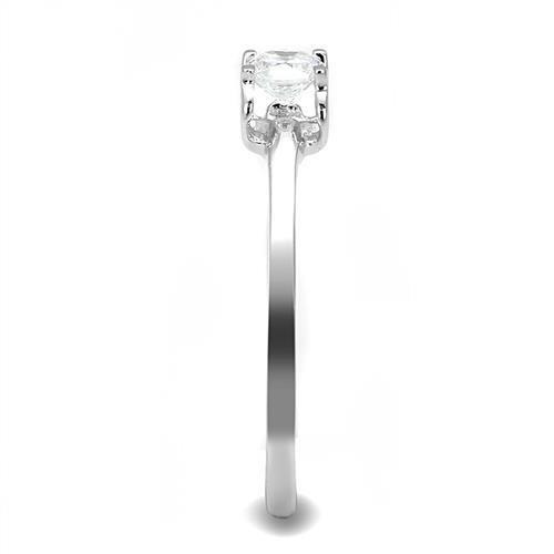 3W1385 - Rhodium 925 Sterling Silver Ring with AAA Grade CZ in Clear