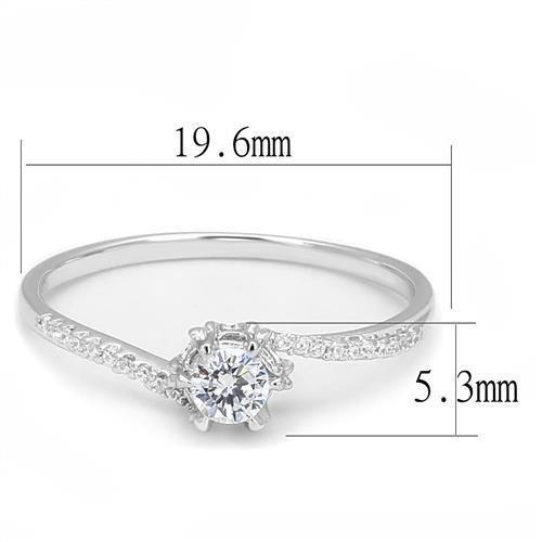 3W1392 - Rhodium 925 Sterling Silver Ring with AAA Grade CZ in Clear