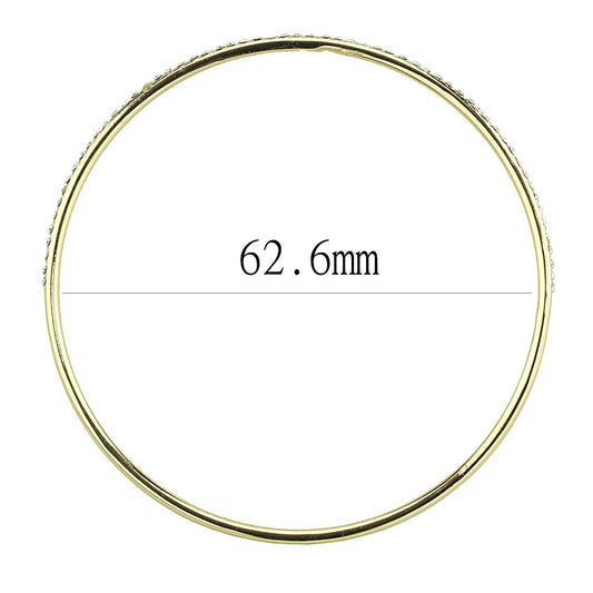 3W1406 - Gold Brass Bangle with Top Grade Crystal in Clear