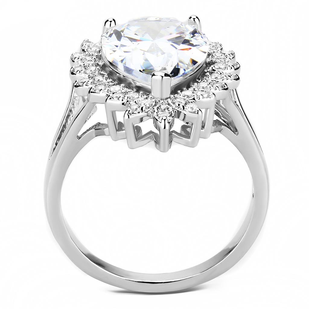 3W1435 - Rhodium Brass Ring with AAA Grade CZ in Clear