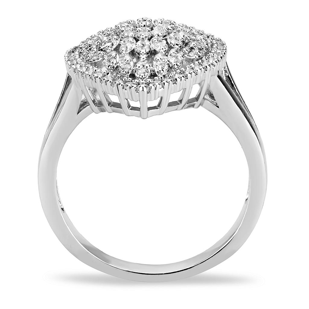 3W1436 - Rhodium Brass Ring with AAA Grade CZ in Clear