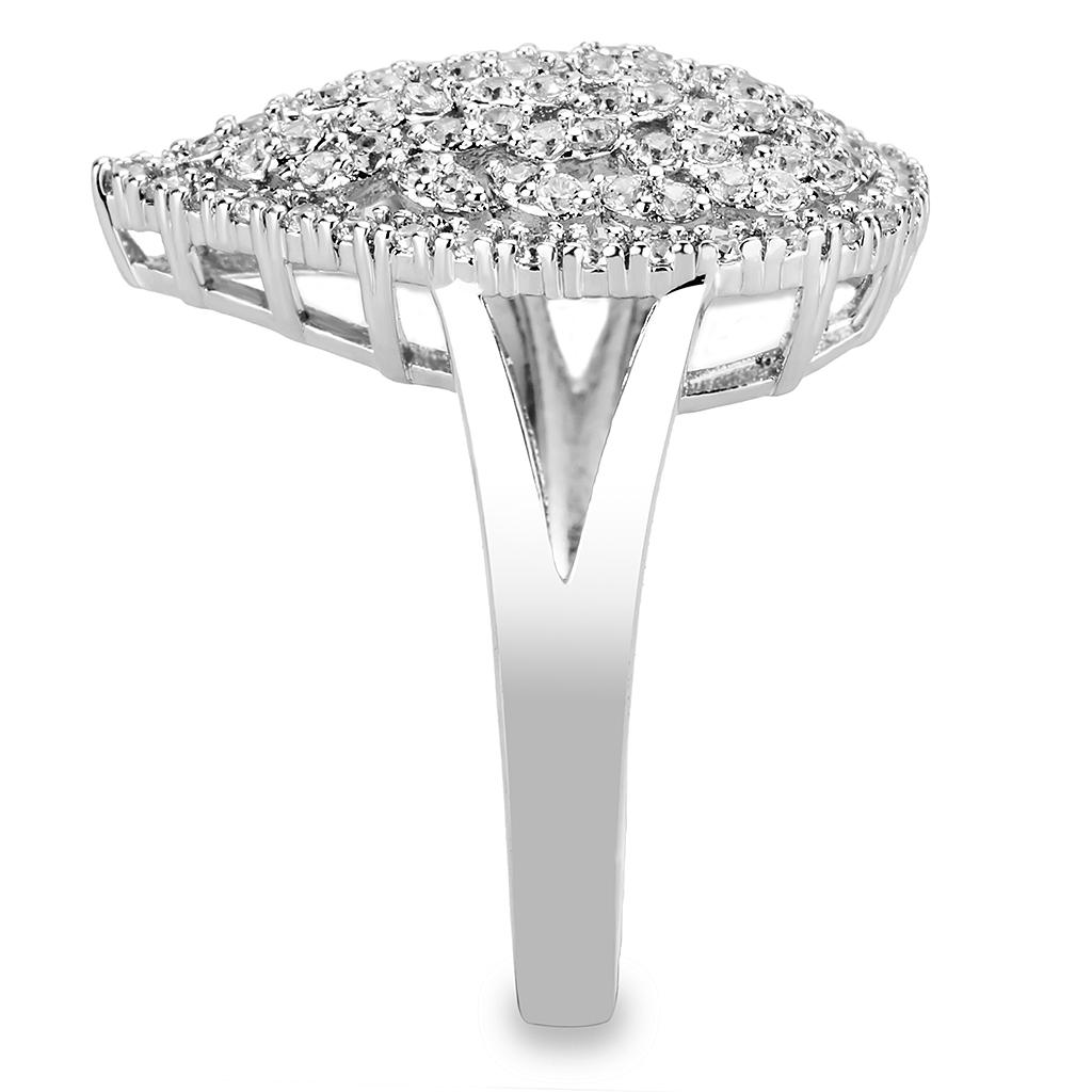 3W1436 - Rhodium Brass Ring with AAA Grade CZ in Clear