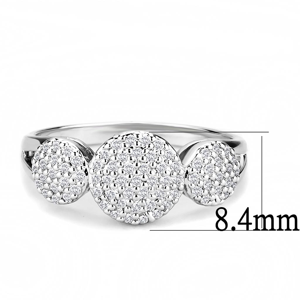 3W1440 - Rhodium Brass Ring with AAA Grade CZ in Clear