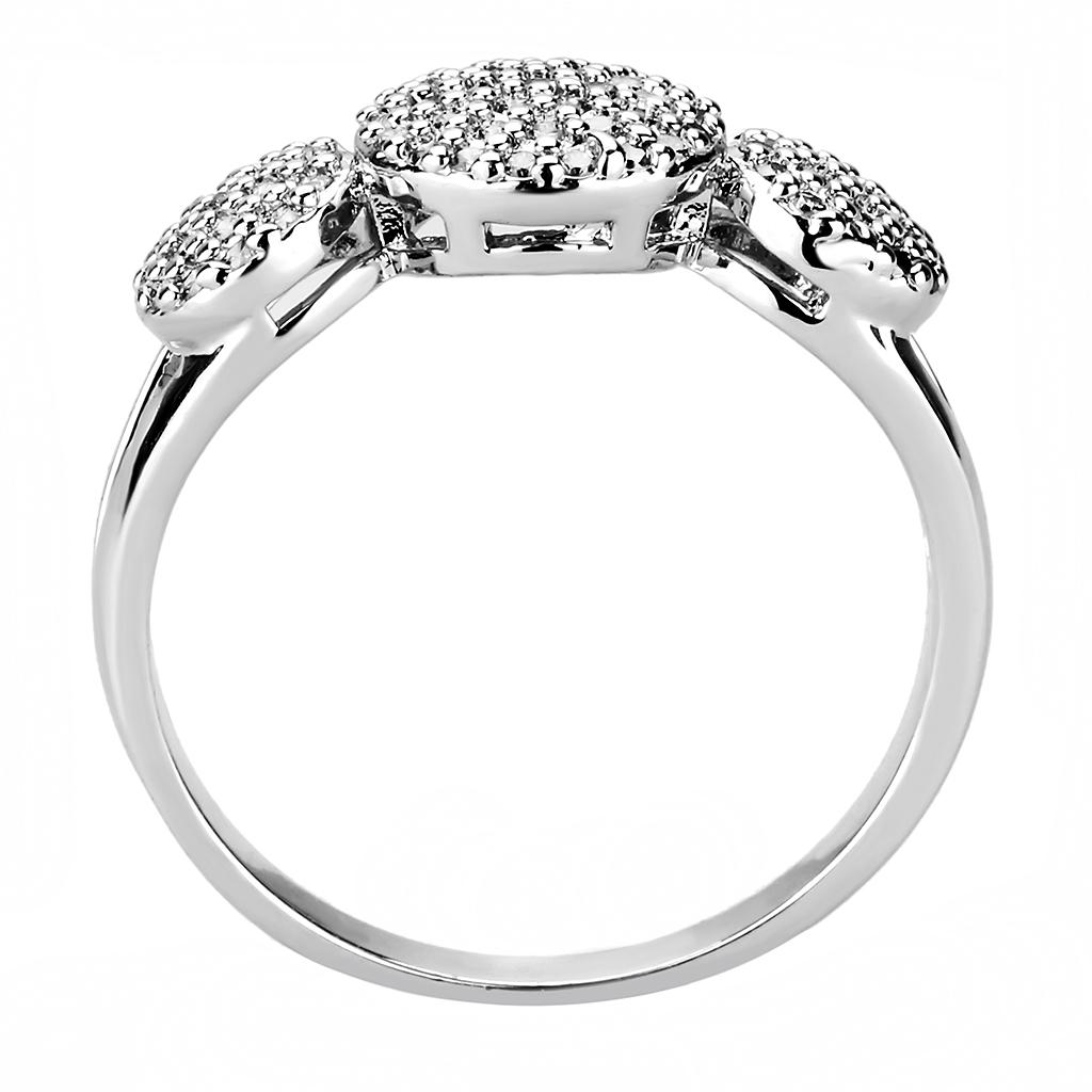 3W1440 - Rhodium Brass Ring with AAA Grade CZ in Clear