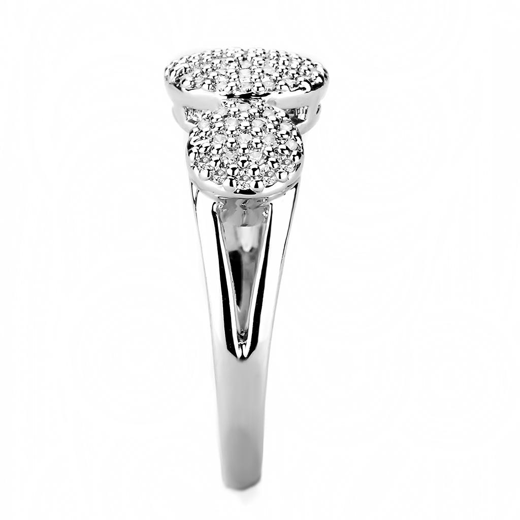 3W1440 - Rhodium Brass Ring with AAA Grade CZ in Clear