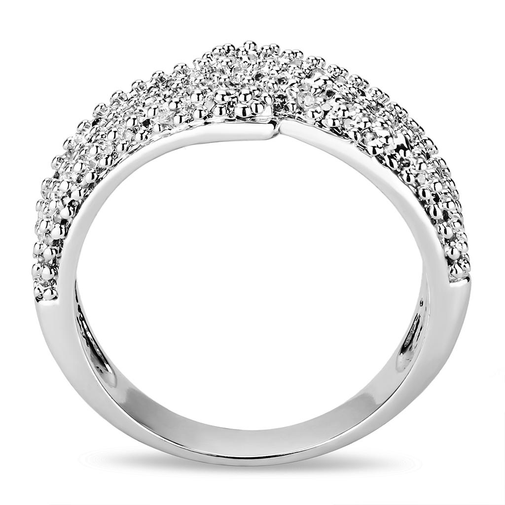 3W1449 - Rhodium Brass Ring with AAA Grade CZ in Clear