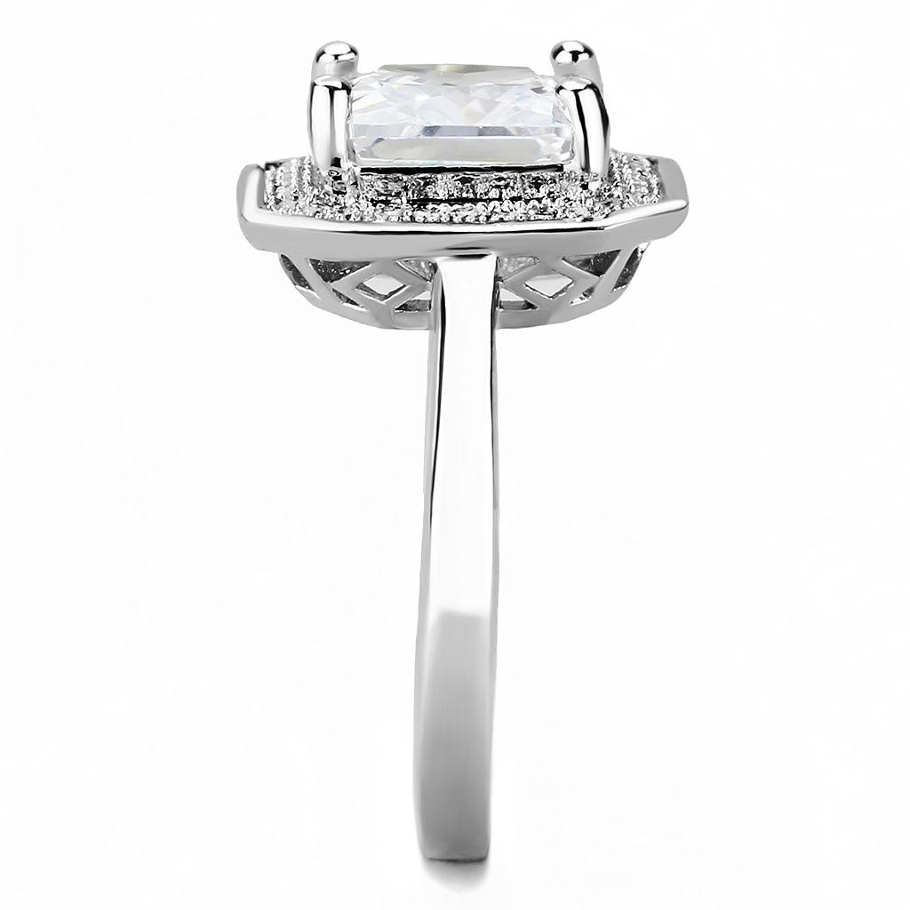 3W1451 - Rhodium Brass Ring with AAA Grade CZ in Clear