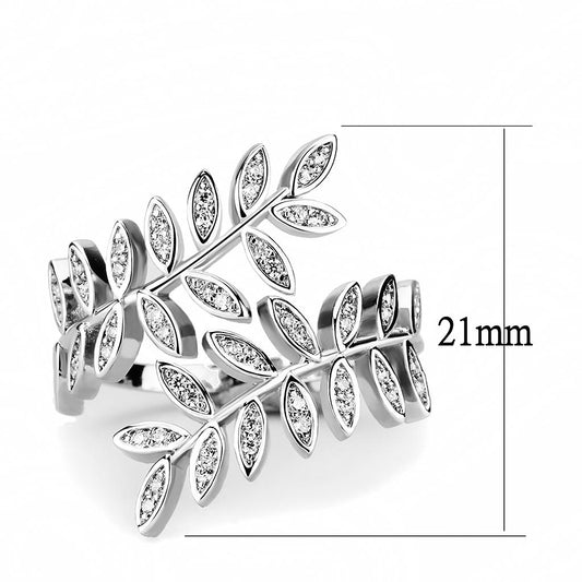 3W1457 - Rhodium Brass Ring with AAA Grade CZ in Clear