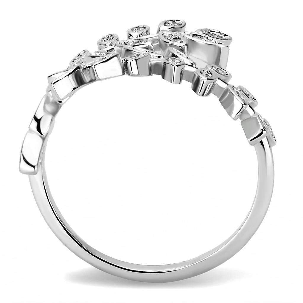 3W1457 - Rhodium Brass Ring with AAA Grade CZ in Clear