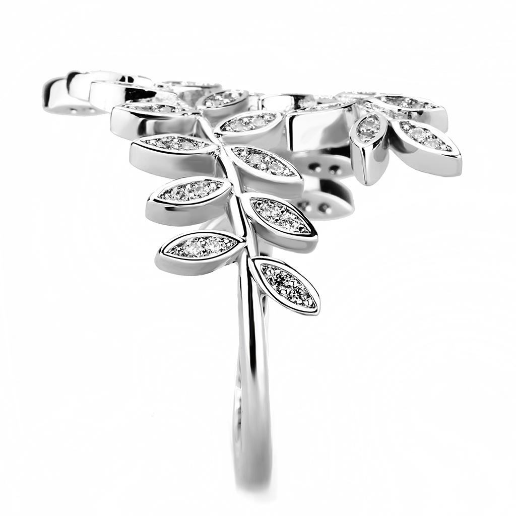 3W1457 - Rhodium Brass Ring with AAA Grade CZ in Clear