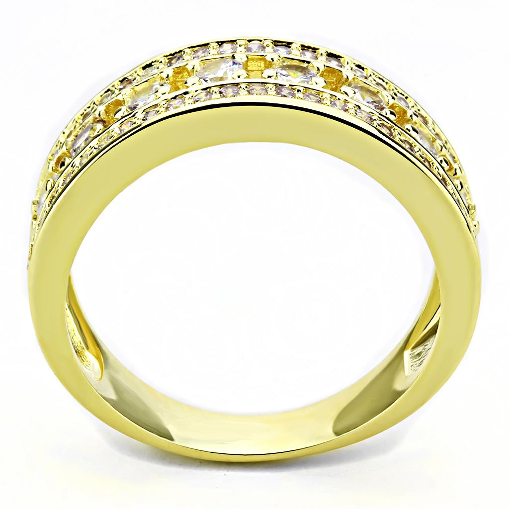 3W1459 - Gold Brass Ring with AAA Grade CZ in Clear