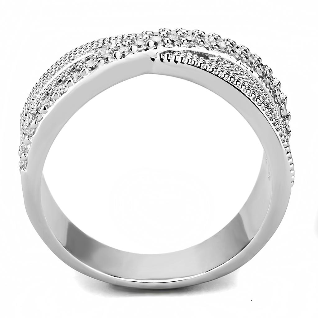 3W1464 - Rhodium Brass Ring with AAA Grade CZ in Clear
