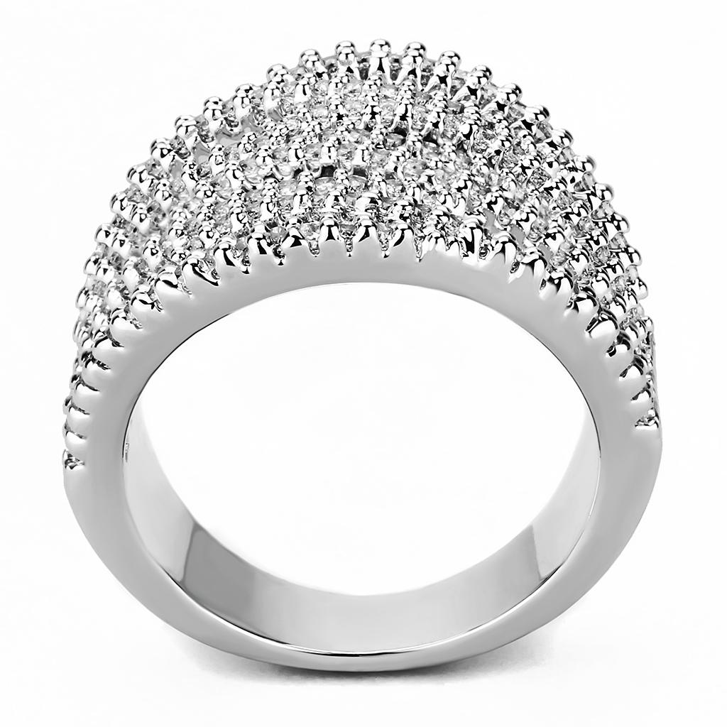 3W1465 - Rhodium Brass Ring with AAA Grade CZ in Clear
