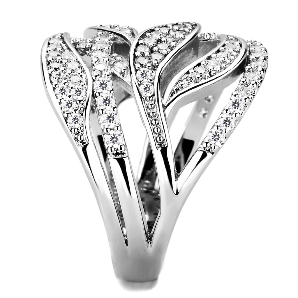 3W1466 - Rhodium Brass Ring with AAA Grade CZ in Clear