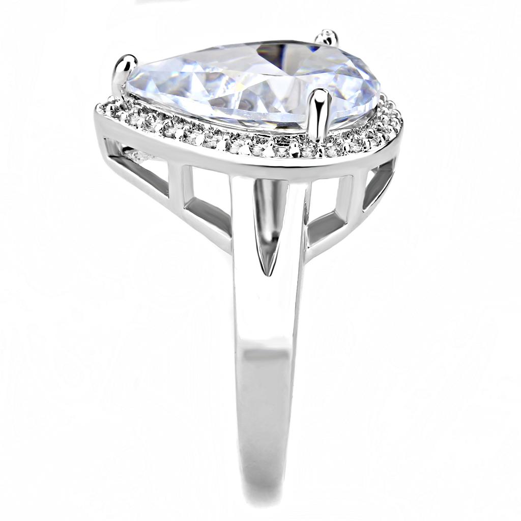 3W1469 - Rhodium Brass Ring with AAA Grade CZ in Clear