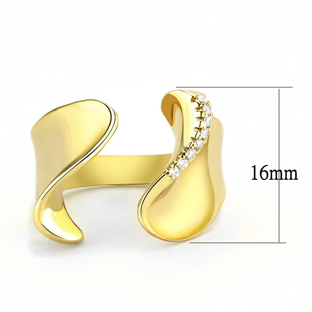 3W1475 - Gold Brass Ring with AAA Grade CZ in Clear
