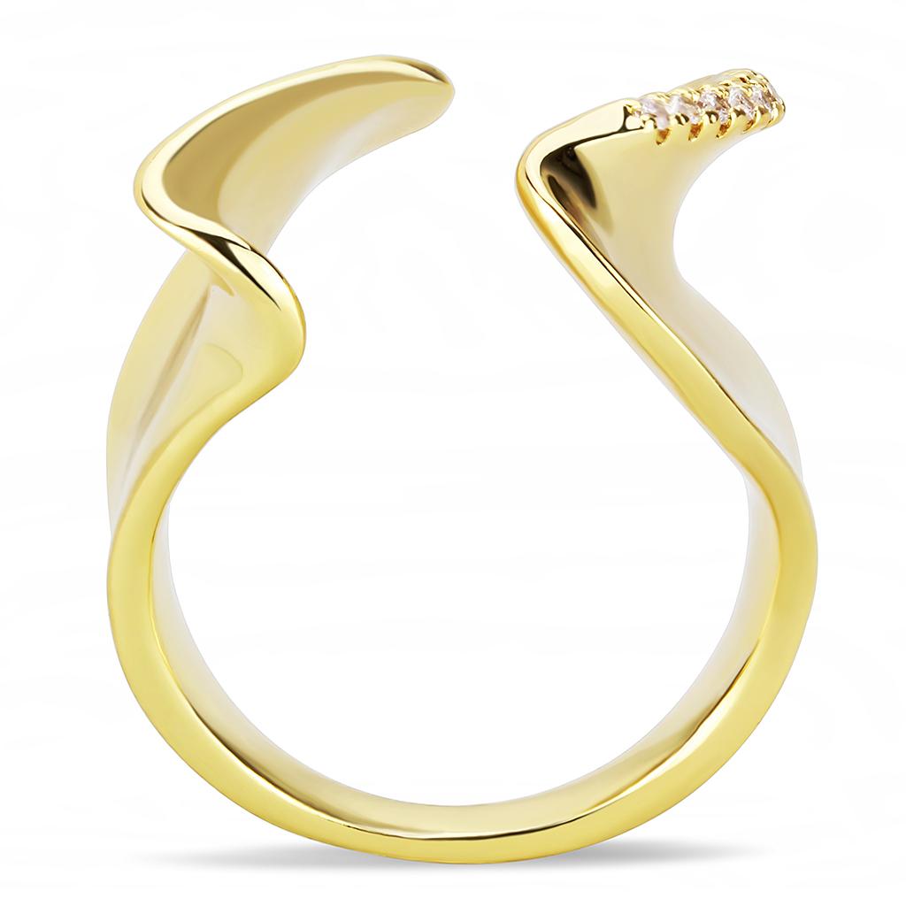3W1475 - Gold Brass Ring with AAA Grade CZ in Clear