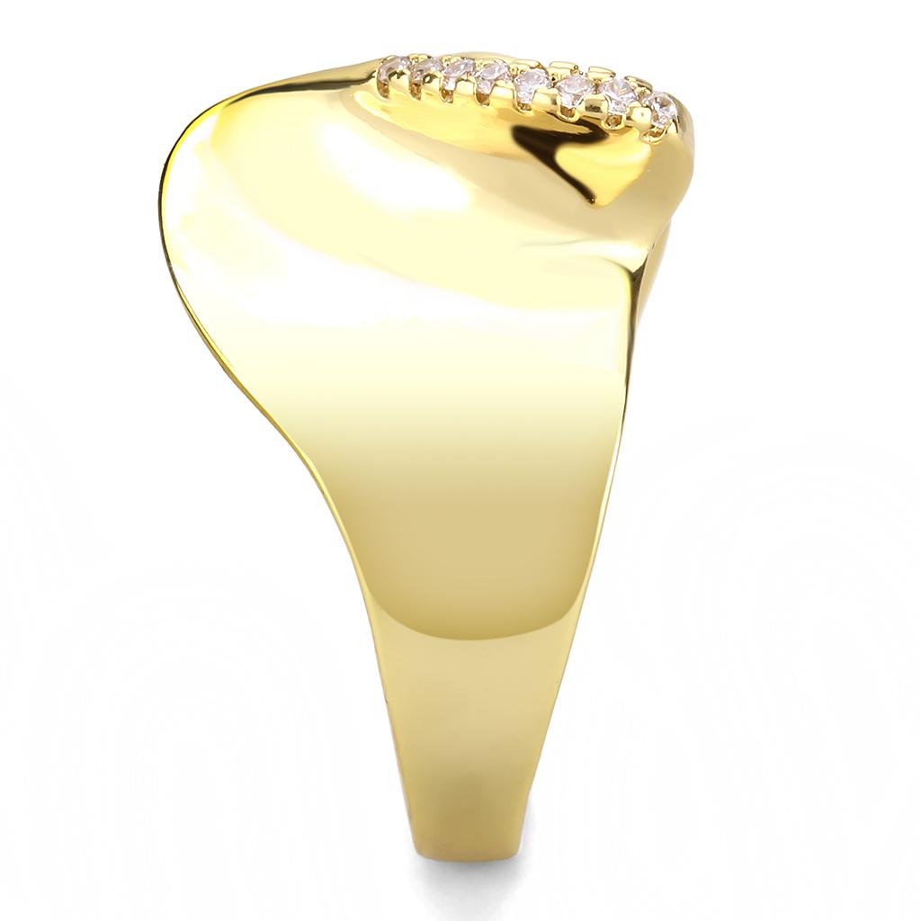 3W1475 - Gold Brass Ring with AAA Grade CZ in Clear