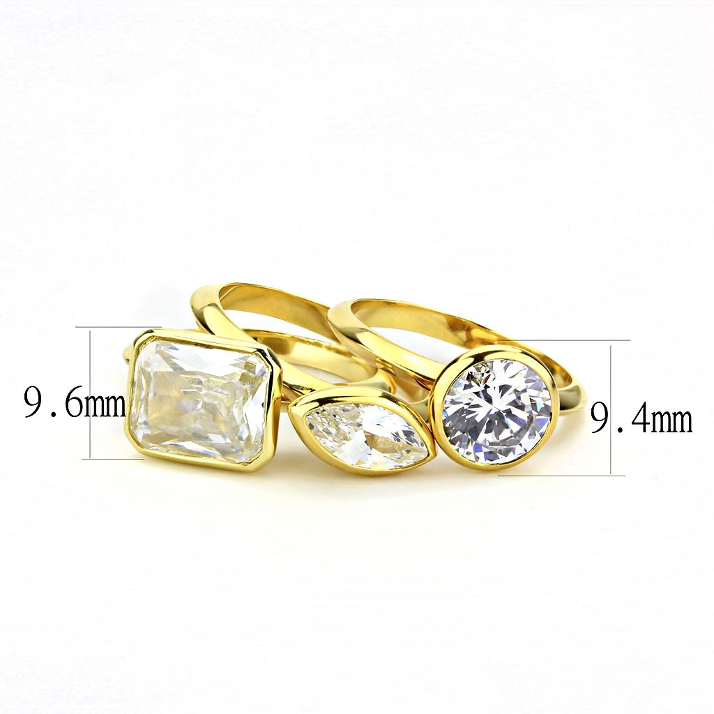 3W1482 - Gold Brass Ring with AAA Grade CZ in Clear