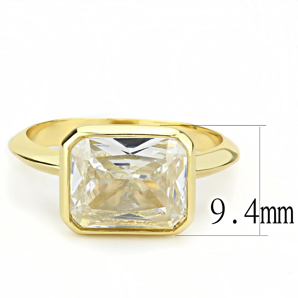 3W1483 - Gold Brass Ring with AAA Grade CZ in Clear