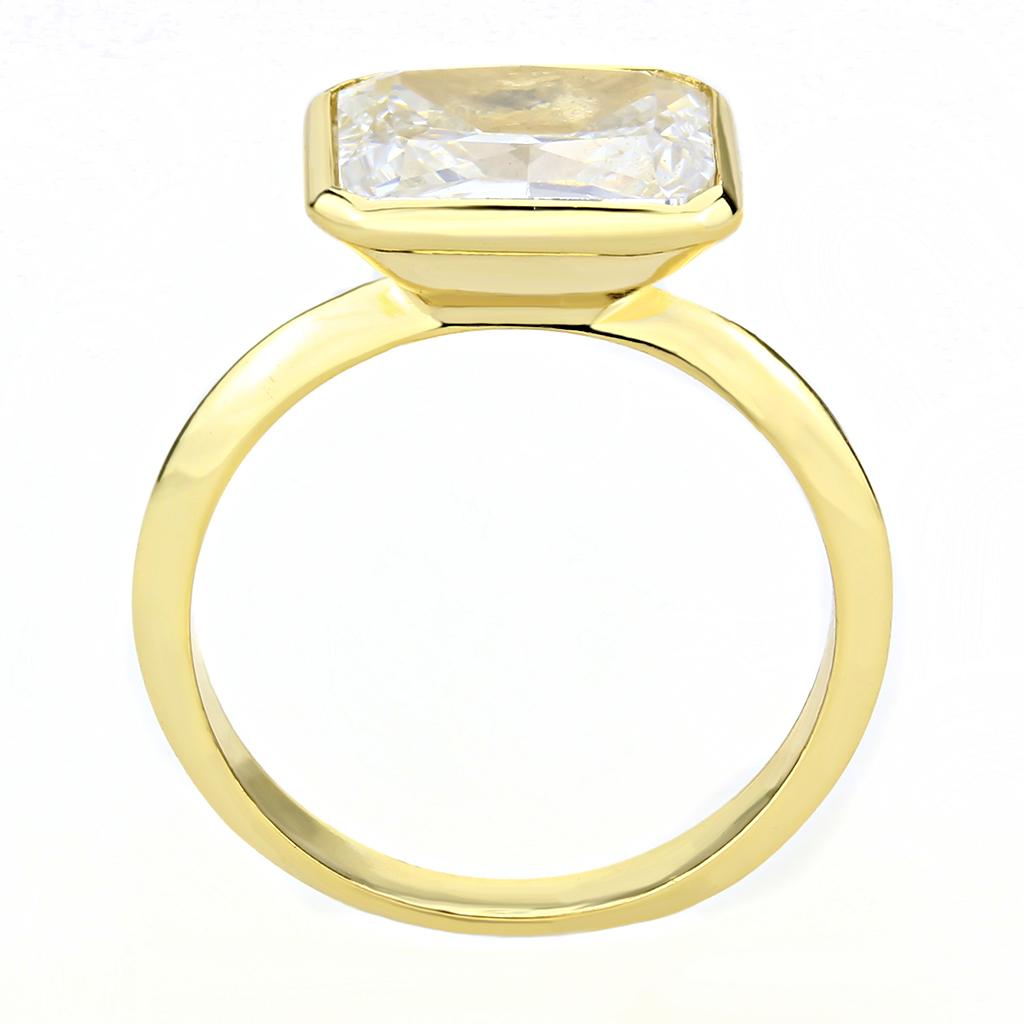 3W1483 - Gold Brass Ring with AAA Grade CZ in Clear