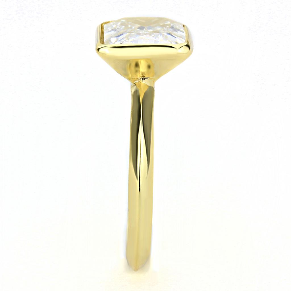 3W1483 - Gold Brass Ring with AAA Grade CZ in Clear