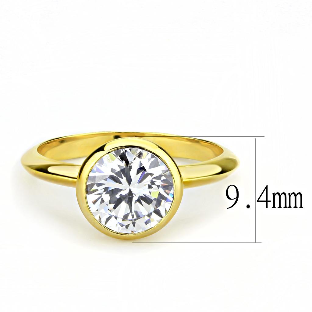 3W1485 - Gold Brass Ring with AAA Grade CZ in Clear